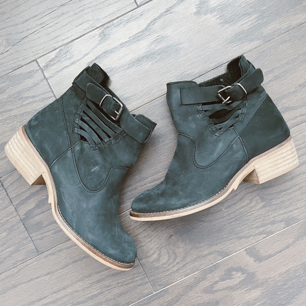 Distressed Black Ankle Boots